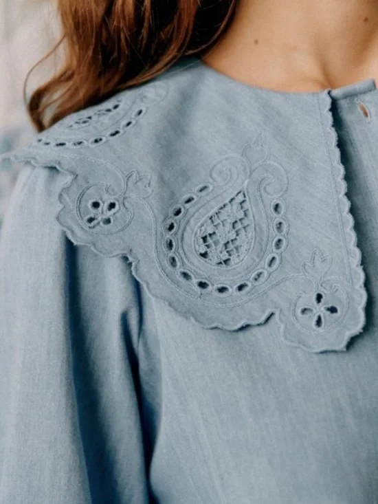 Sezane & SEA New York Flavie Chambray Shirt Rare - Picture 5 of 10